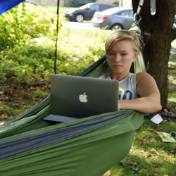 Student in hammock