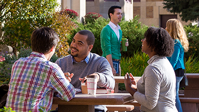Students on the patio